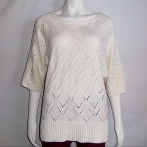 United States Sweaters Cream Pointelle Knit Sz M